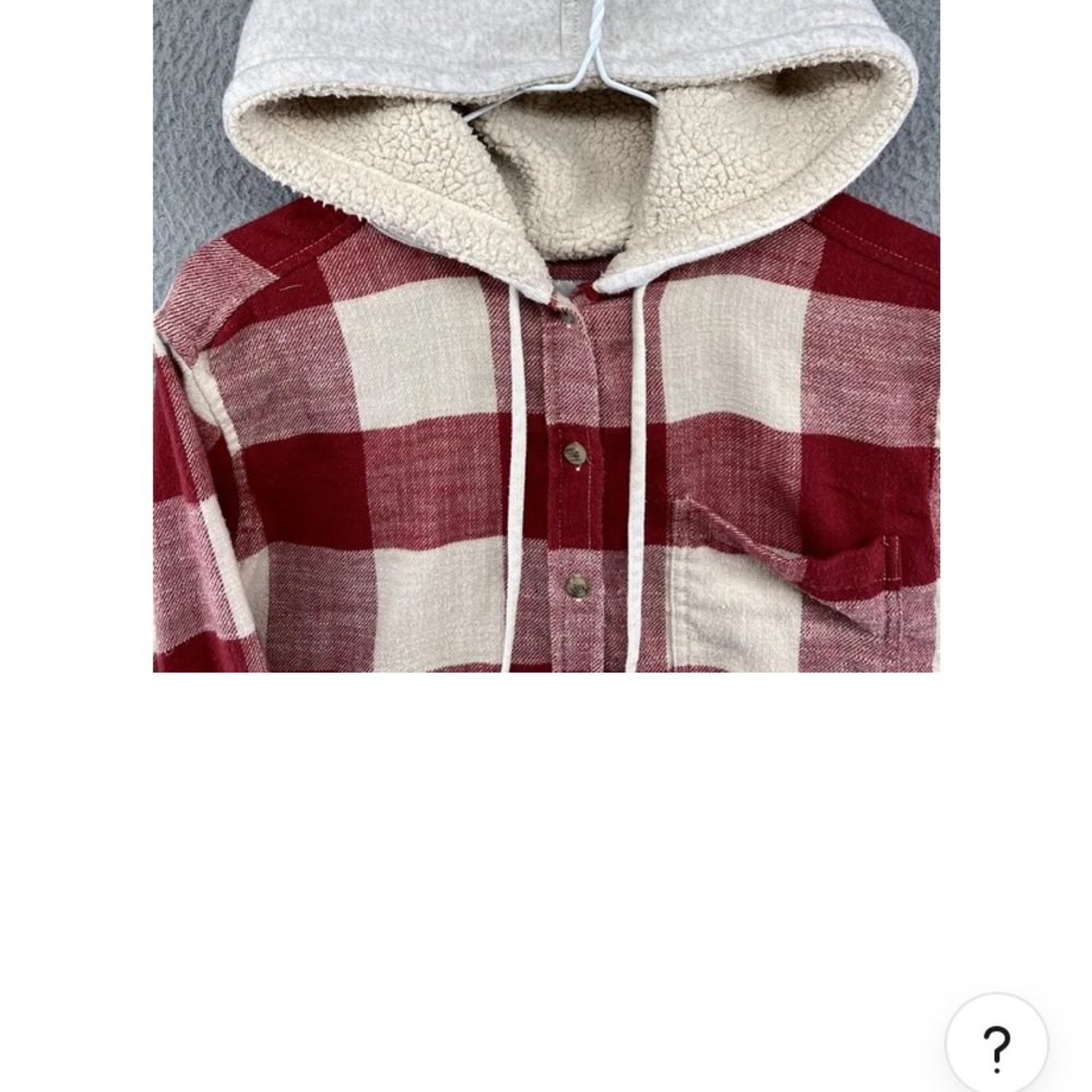 American Eagle oversized flannel gingham hoodie with Sherpa lining in hood.